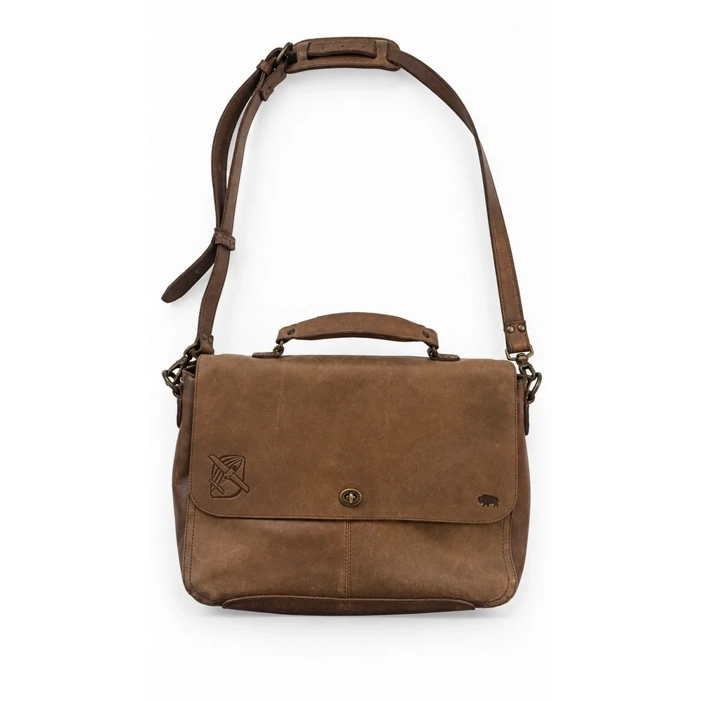 Buffalo Jackson Denver Leather Messenger Bag Brown 15